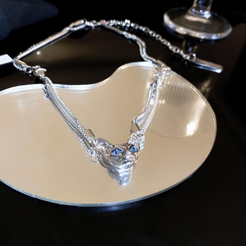 European and American Ins Cold Wind Artificial Opal Necklace Casual Sweet and Cool Personality Sweater Chain Collarbone Chain Necklace Decowomen