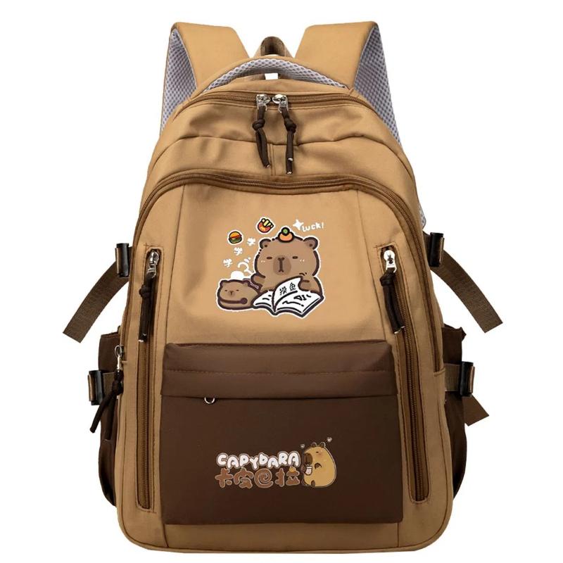 Capybara Schoolrugzak Tieners Meisjes Schooltassen Set Casual Dagrugzak Kinderen 3Stuks Boekentas Kawaii Kinder Schooltas Reisrugzak