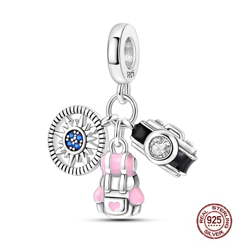 Daily Articles Copper Pink Perfume Charms Camera Dumbbell Smart Watch Beads Fit Original Bracelets Diy Jewelry Gift