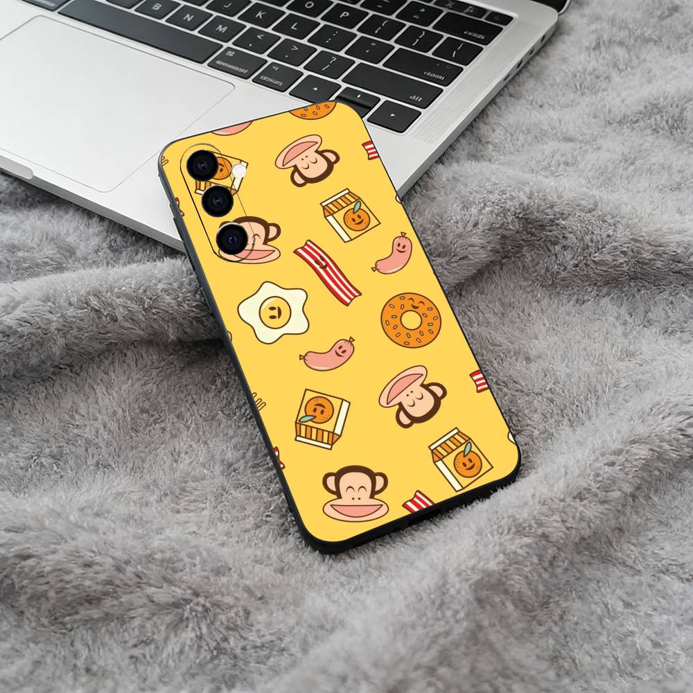 Cute P-Paul -F-Frank design Black Soft Silicone Phone Case for Samsung Galaxy A73, A71, A72, A70, A53, A52, A51