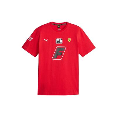 Maglietta Scuderia Ferrari Race Garage Crew Vestibilità Ampia Stampa Lettere Girocollo Maniche Corte Uomo Top Rosso 621122-02