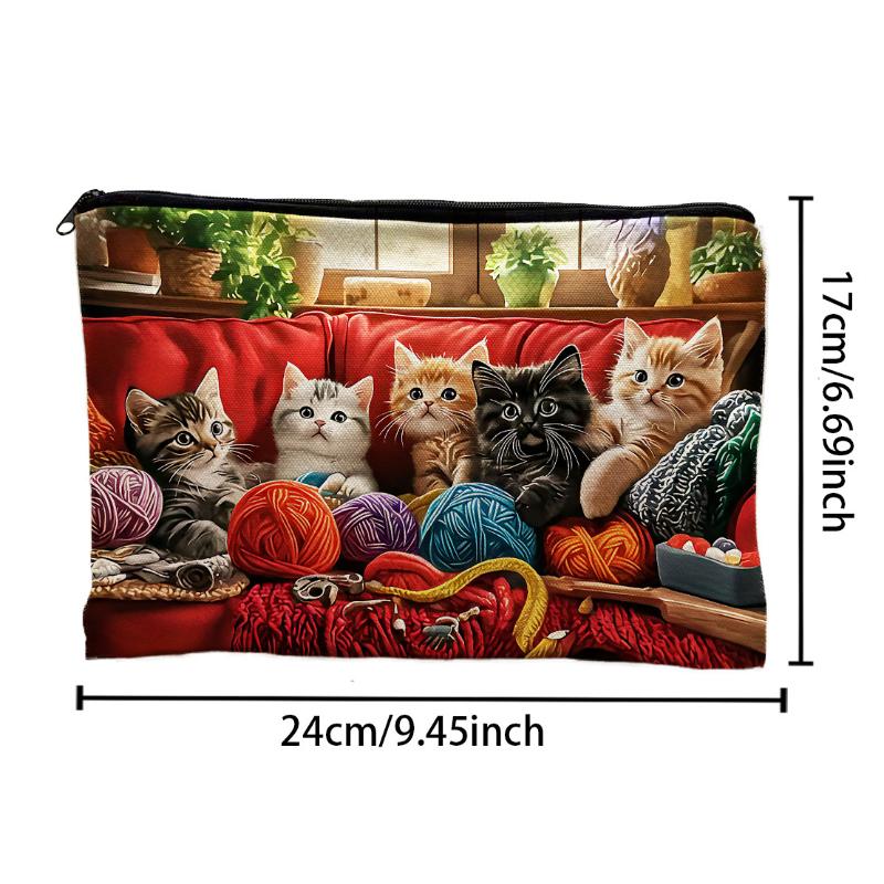 Cute Cat Makeup Bag Washable Reusable Zipper Pouch for Women Office Daily Cosmetic Jewelry Storage