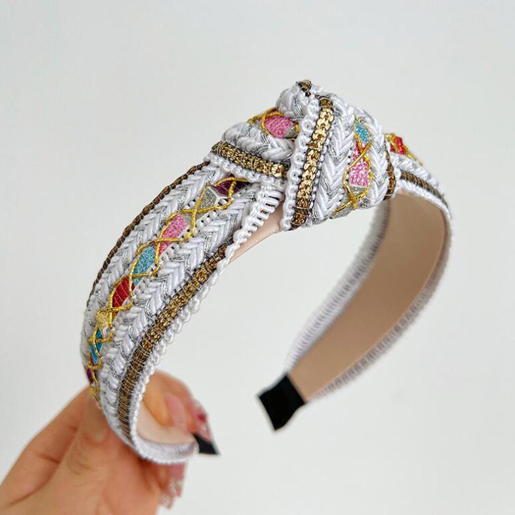 PROLY New Fashion Headband For Women Shining Bohemia Hairband For Adult Center Knot Casual Turban Summer Hair Accessories