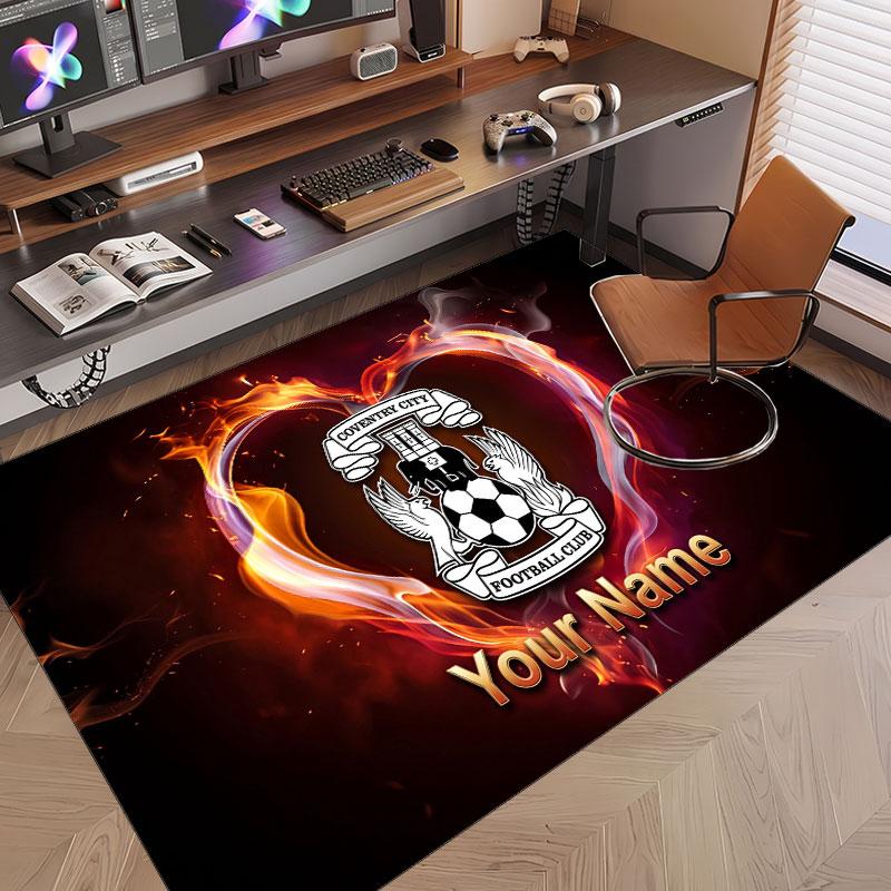 Custom Rug Coventry City Pattern Print Name Text Soft Non‑Slip Floor Carpet for Home Indoor Decoration