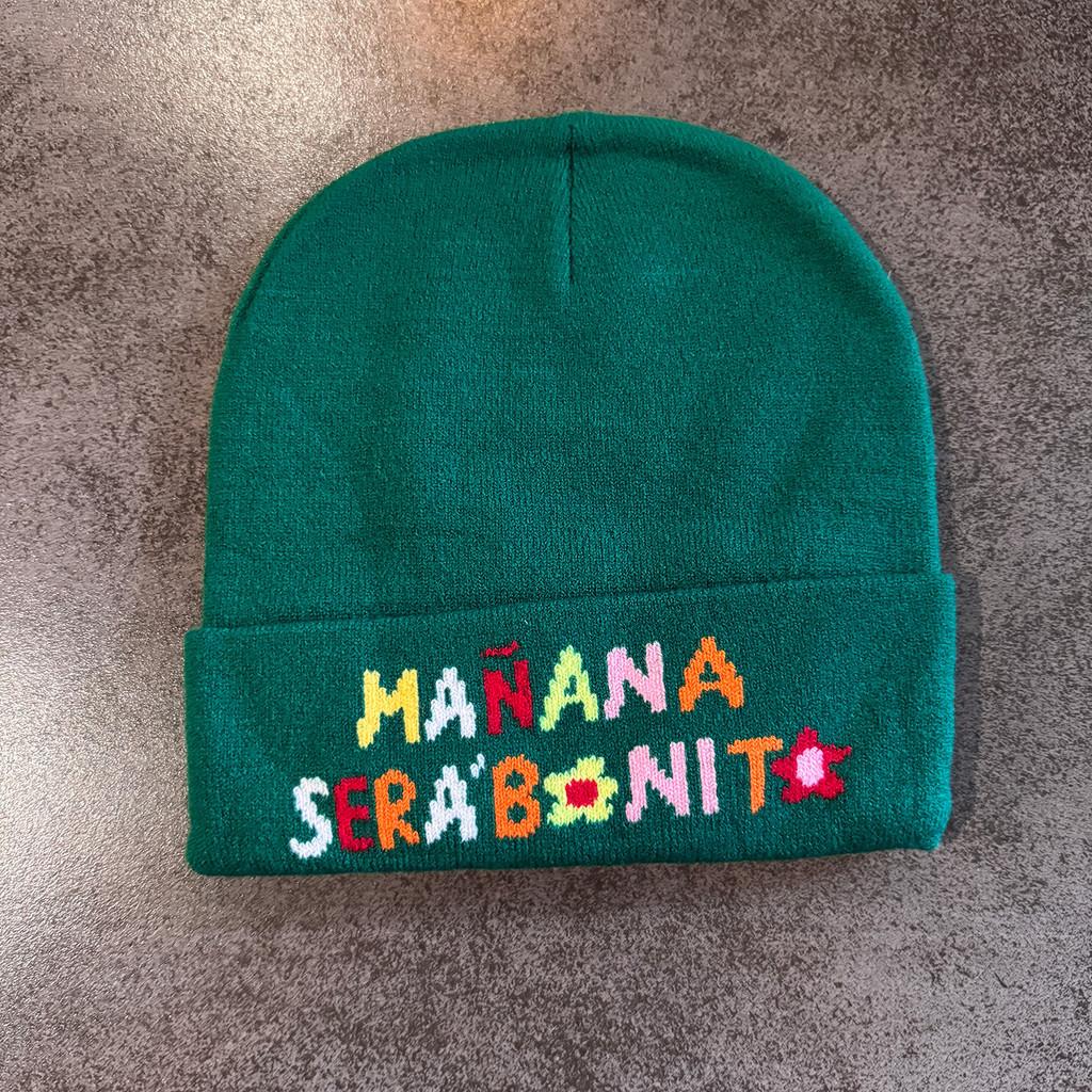 Knitted Winter Knitted Hat With Embroidered Letters For Men Women Casual Style зелёный