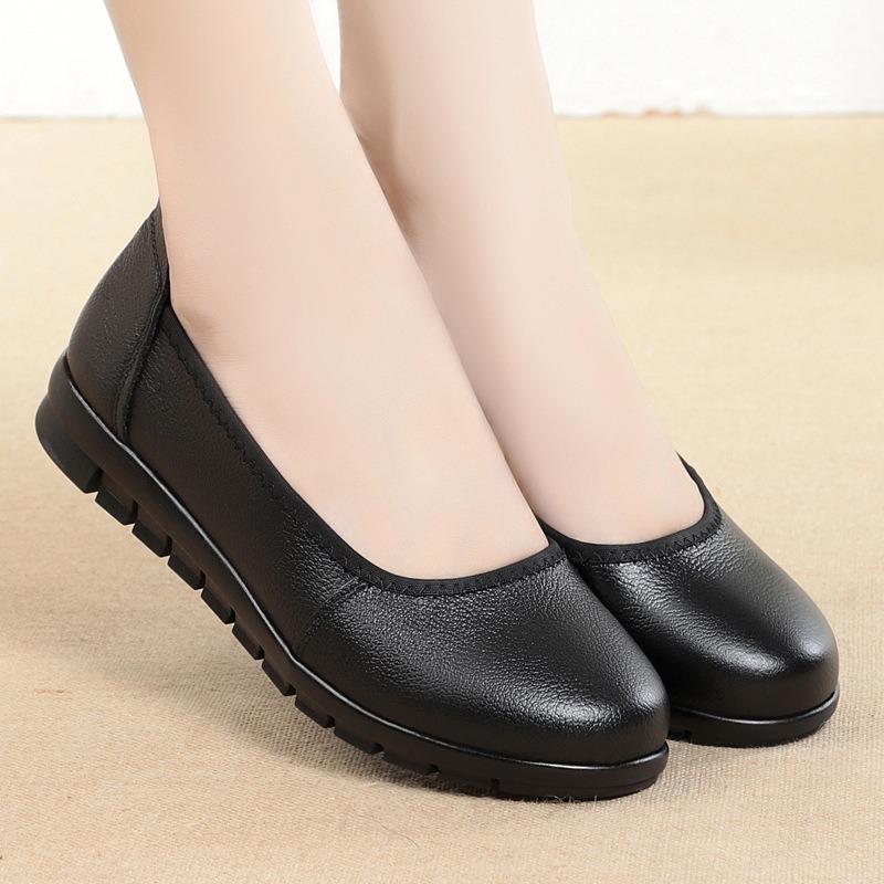 Jiuzhan Work Shoes Women's Black Tooling Leather Shoes Women's Work Shoes Professional Soft-soled Comfortable Flat-soled Single Shoes
