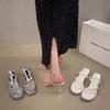 Women Sandals High Heels 7-9 Cm Silver Transparent Female Sandals Summer Sexy Nightclub Waterproof Platform Women's Shoes