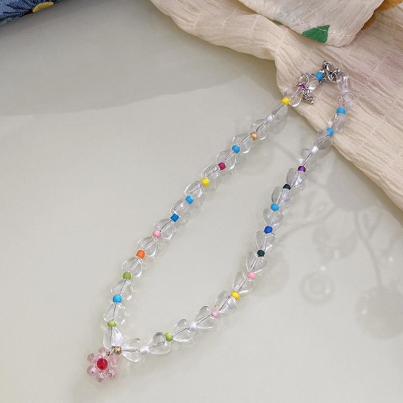 Beaded Necklaces Women Flower Pendant Chokers Artificial Crystal Material Party Jewelry Accessories Gift for Woman Girls