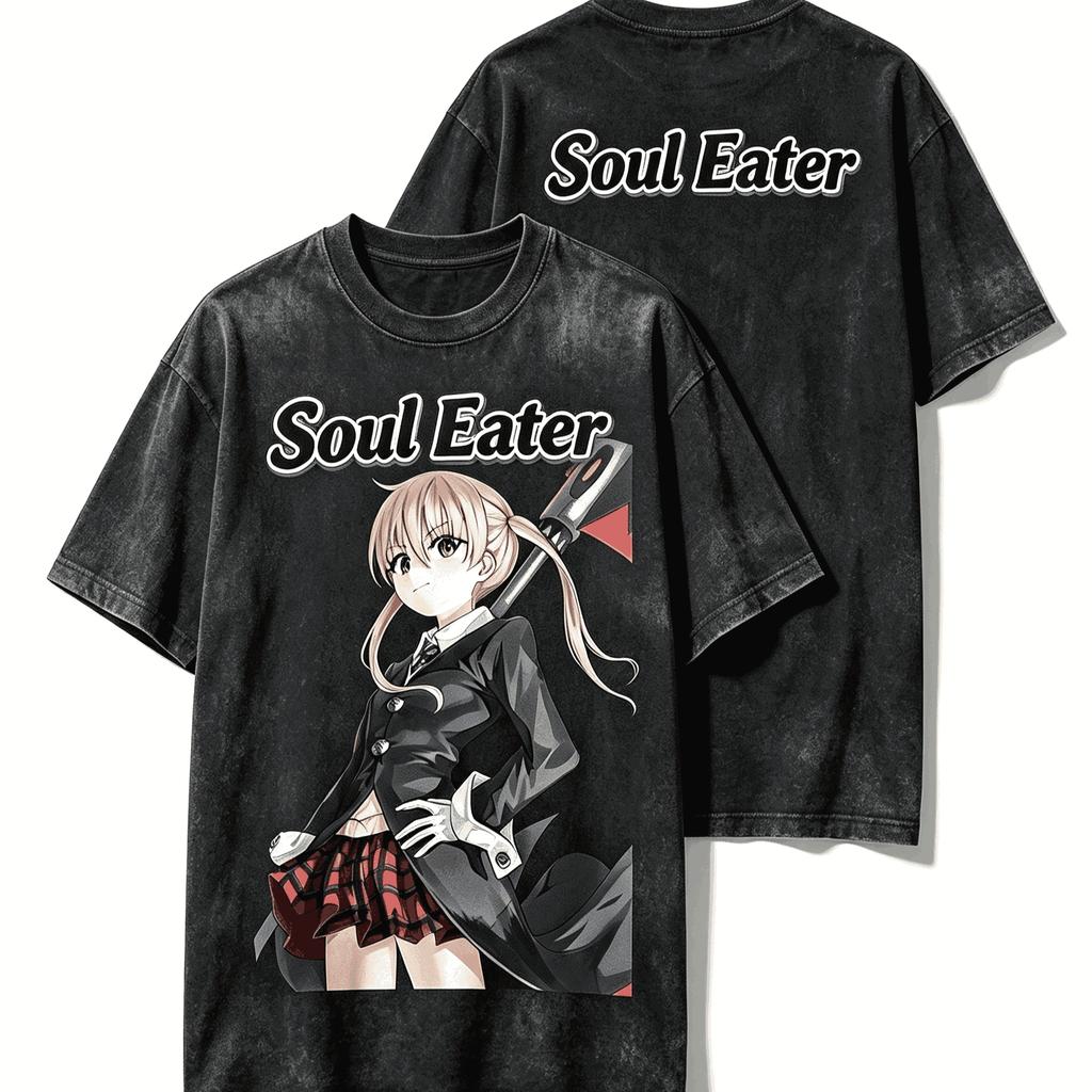 2026 Summer Hot Sale Anime Soul Eater Washed T Shirts Unisex Hip Hop Streetwear Oversized Tshirt Fashion Trendy Casual Clothing