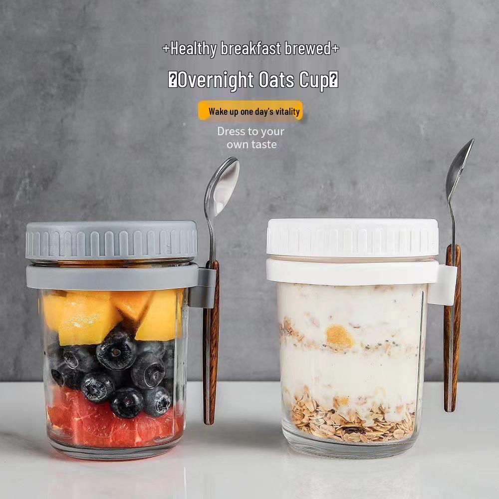 Oatmeal Portable Breakfast Blender Cup - Thickened Glass, Sealed for Milk or Salad