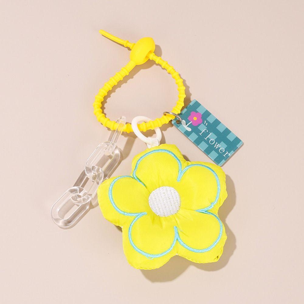 Cloth Fresh Backpack Decoration Acrylic Chain Floral Lanyard Portable Flower Bag Pendant  Gift