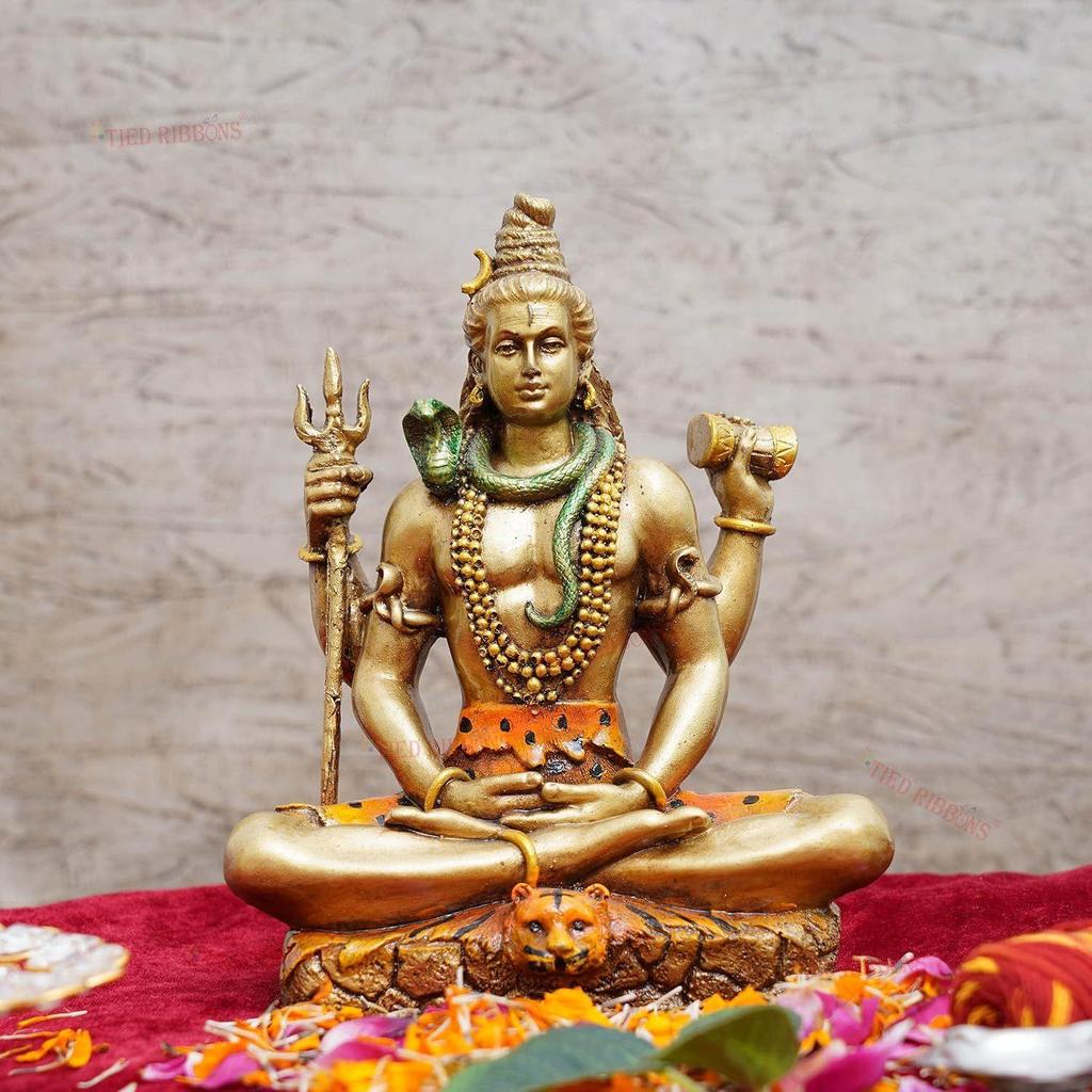 Resin Lord Shiva Staty Välsignelse Idol Skulptur Murti Utställningsföremål (20 cm x 17 cm) - Dekorationsföremål för heminredning vardagsrum