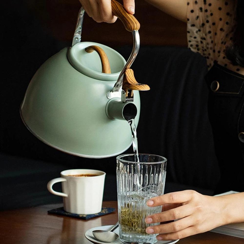 Stainless Steel Whistling Tea Kettle 3L Capacity Flat Bottom Teapot  Home Use