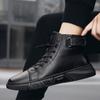 Men Winter Boots Warm Men's Leather Plush Warm High Top Casual Leather Boots Comfortable Non-Slip Winter Shoes Plus Size 39-48