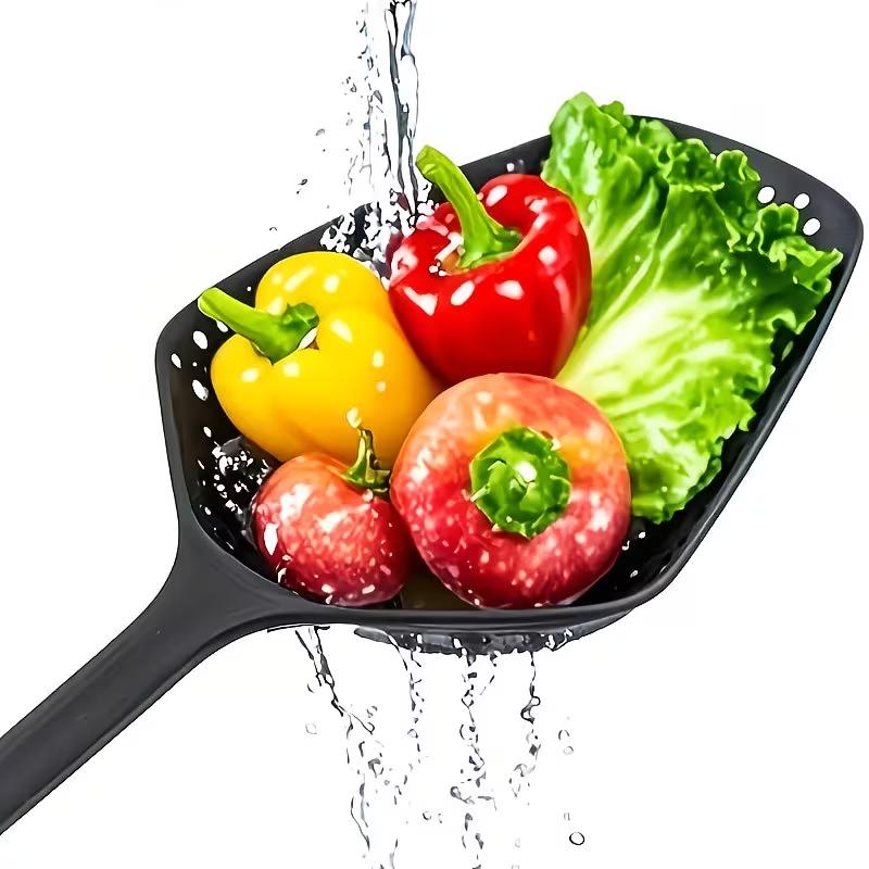Stainless Steel Kitchen Slotted Spoon Strainer Multifunction Cooking Spoon with Filtering Holes Oil Draining Scoop for Frying Hot Pot