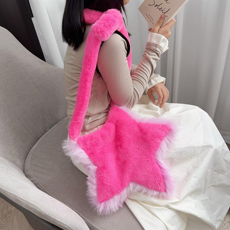 1 Pcs New Plush Bag Five Pointed Star Plush Bag Autumn And Winter Sweet Cool Girl Casual Crossbody Bag
