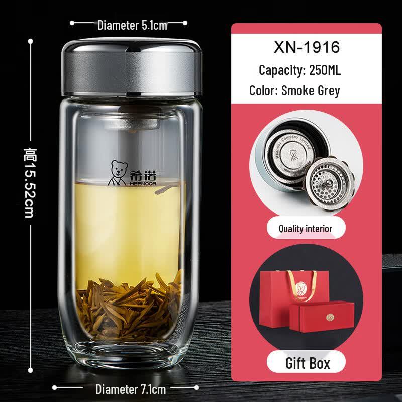 XINUO Double-Layer Egg-Shaped Glass Mug