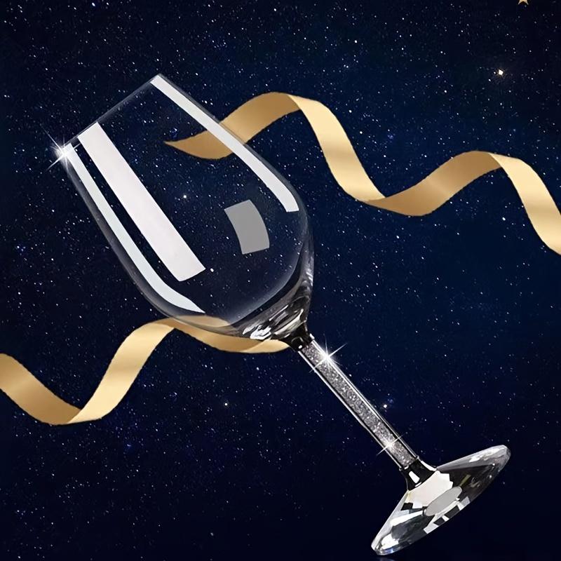 1 Pair Wine Glasses With Shiny Stem Crystal Champagne Glasses Sparkling Glitter Rhinestone Decor Goblets For Whisky Cocktail For Bar Pub Club Restaura