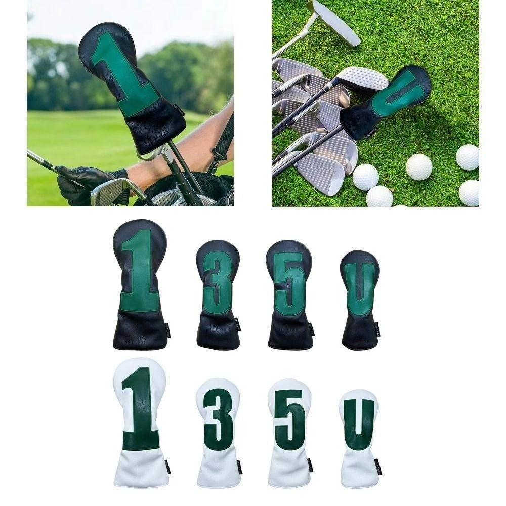 PU Leather Golf Club Cover 1 3 5 U Embroidered Portable Driver Fairway Multifunctional Golf Club Head