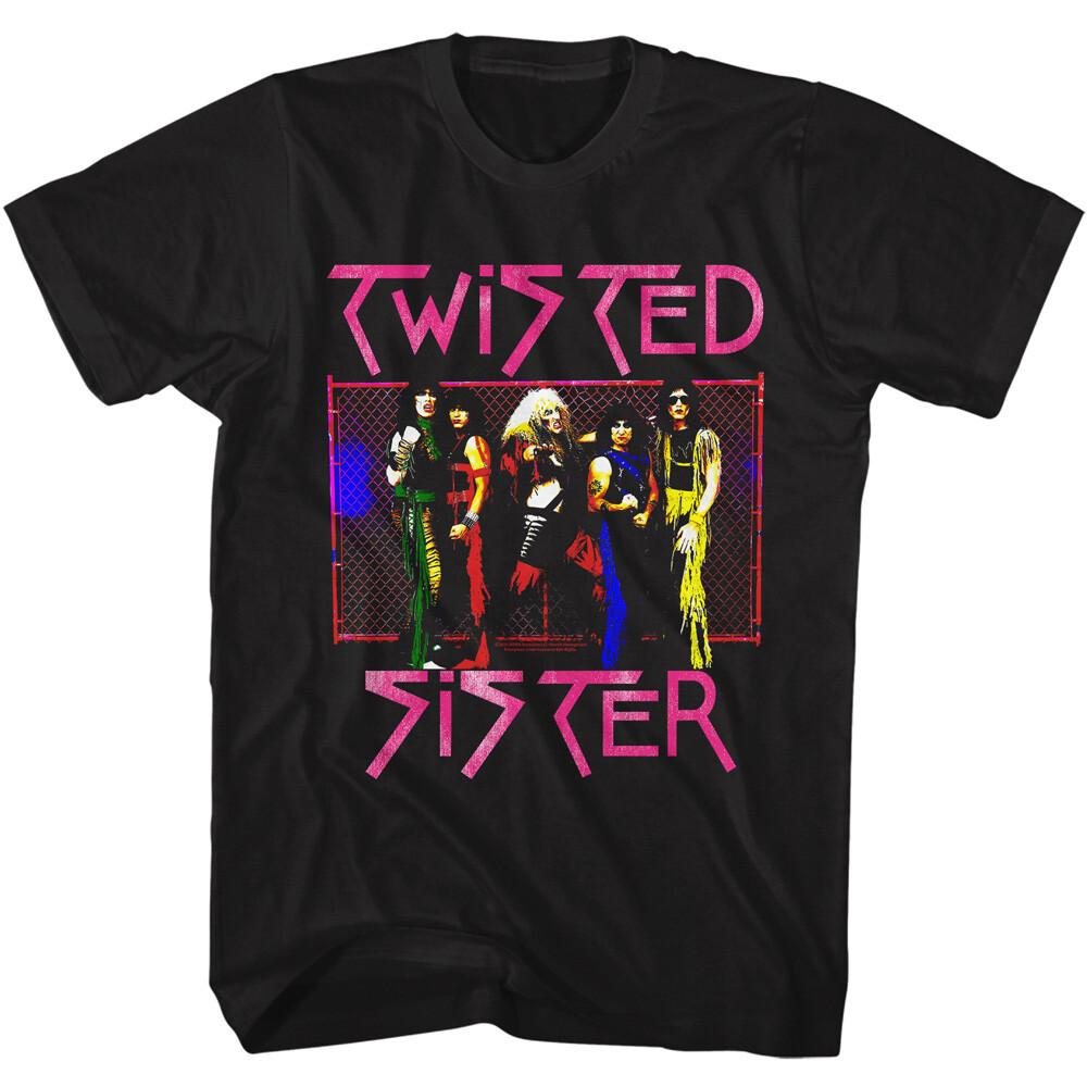 Twisted Sister Neon Group Cage Photo Men T Shirt Metal Band Music Merch M