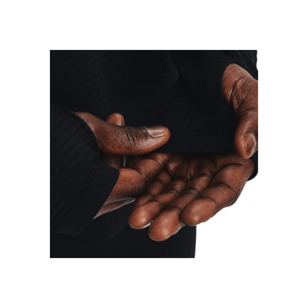 Under Armour Solid Color Printed Thumb Hole Design Slim Fit Hooded Running Long Sleeve T-Shirt Men Tops Black 1375075-001