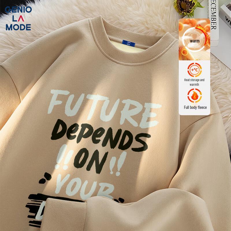 

GENIOLAMODE Men s Japanese Loose Fit Fleece Lined Crewneck Sweatshirt L