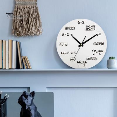 Horloge murale mathématique, mouvement à Quartz silencieux et sans tic-tac, avec crochet de suspension, horloge en bois pour la décoration de la maison en classe