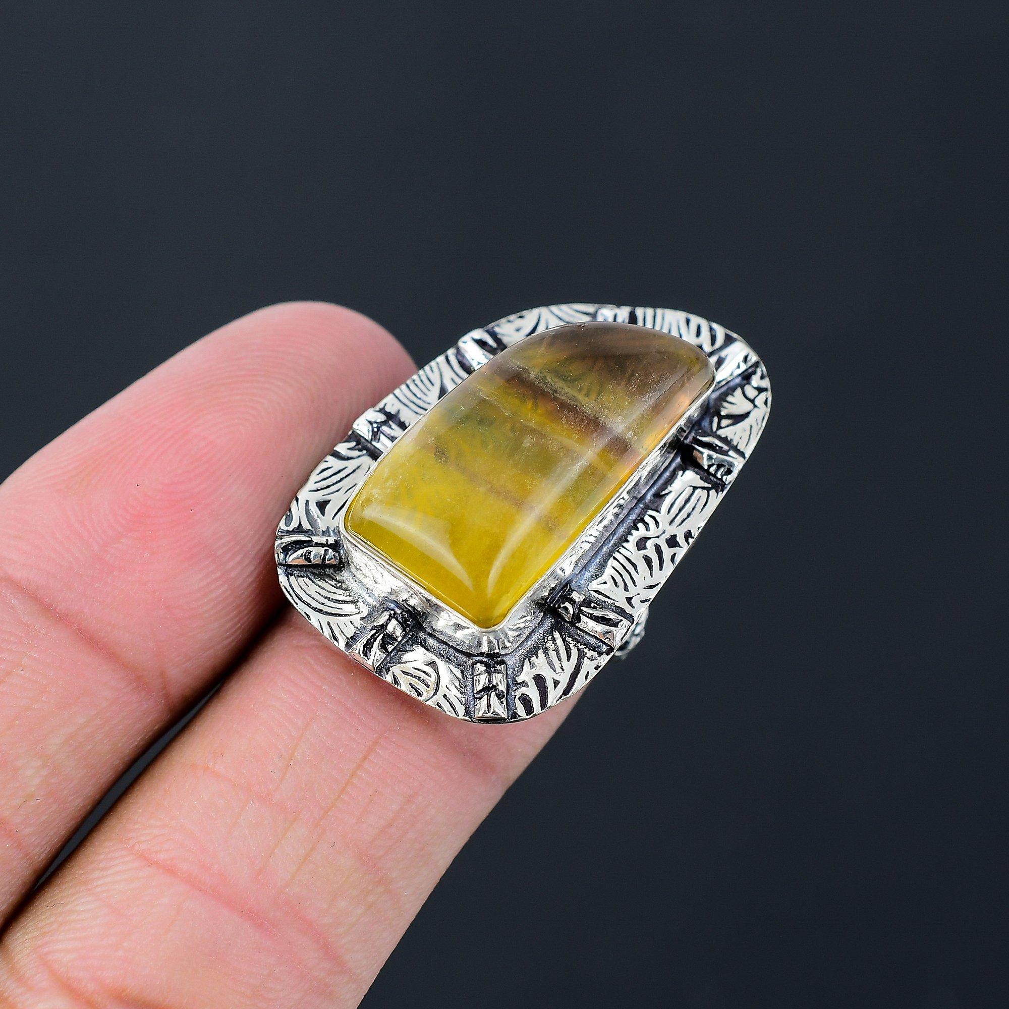 Sterling Silver Trillion Multi Fluorite Stone Stackable Ring Jewelry Size 6.5 6.5