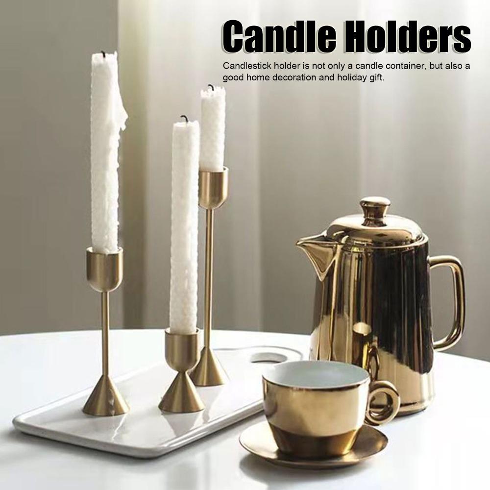 3pcs Different Heights Candlestick Holders Gold Metal Candle Holders Wedding Centerpiece