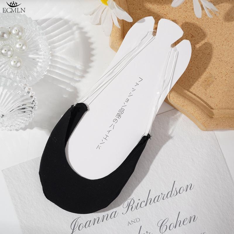 3 Paar Halbhand-Sling-Socken aus Baumwolle für Damen, Sandalen mit hohen Absätzen, Sommer-Bootssocken, flache Öffnung, rutschfeste, unsichtbare Socken