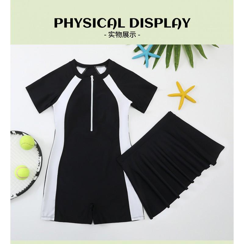 Children's Swimming Suit Girl Middle One-piece Boxer Two-piece Set Student Sports Training Swimsuit Independent Dress