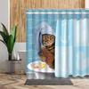 3D Cartoons Black White Cat Bathroom Waterproof Shower Curtain Simple Footprint Bathroom Curtains Set Bathtub Screen With Hooks