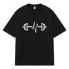 2026 Gym Dumbbell with Heartbeat Line Y2k Harajuku Street Trend 100% Cotton T Shirt Casual Oversized Summer Men T-shirt