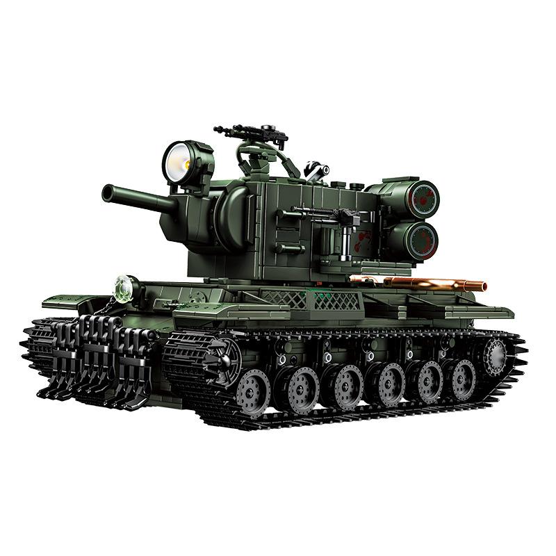 2235pcs KV-2 Heavy Tank Model Building Blocks Toy Military MOC Army German Rotatable Tanks DIY Bricks Toy for Children Boys