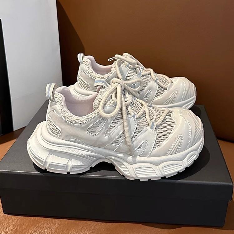 Thick-soled Heightening Dad Shoes Women's 2025 New Fashionable Versatile Mesh Breathable Comfortable Lightweight Casual Sports Shoes