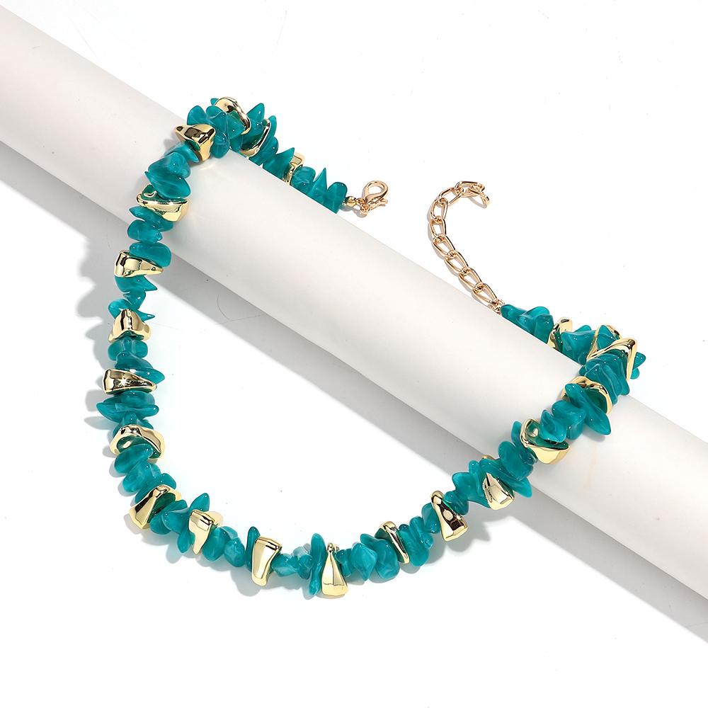 Acrylic Irregular Imitation Crushed Stone Beaded Bracelet for Women Boho Multicolored Strechy Bracelets Vacation Jewelry Gifts