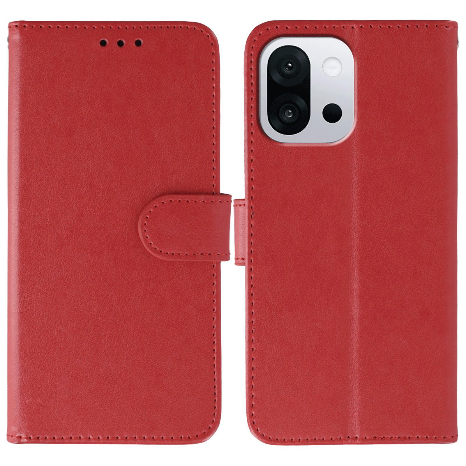 

Чехол-книжка из искусственной кожи для OnePlus 13T 5G с ремешком Red