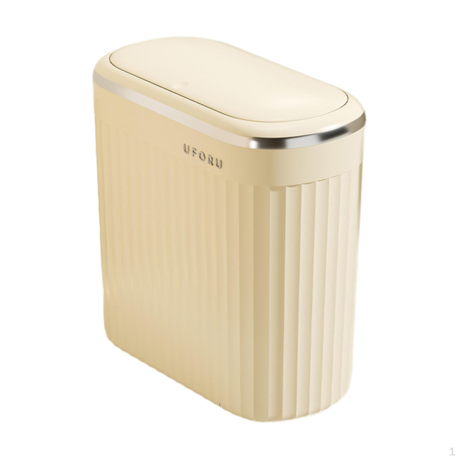 

Trash Can with Lid, Garbage Can, Press Top Wastebasket, Bin for under Desk Cabinet Sink Cream White