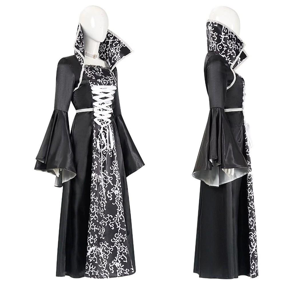 Girls Size 4-12Y Witch Cosplay Costume Black Color Cosplay Dress Gown  For Kids