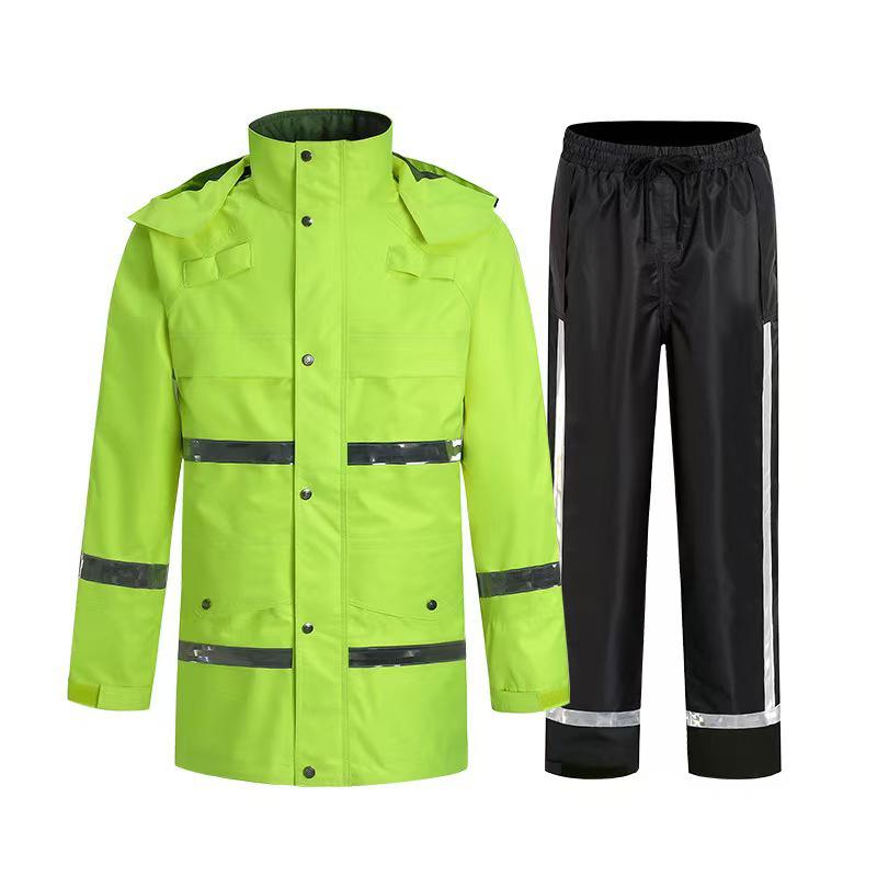 Reflective Raincoat Set for Traffic Duty, Road Administration, and Motorcycle Cycling