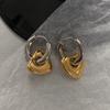 Stainless Steel Vintage Droplet Metal Splice Stud Earrings for Women Two Wear Way Mix Color New Accessory Charm Luxury Jewelry