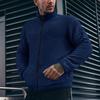 Men Winter Coat Stand Collar Long Sleeve Solid Color Thickened Plush Jacket with Pockets Zipper Closure Outwear
