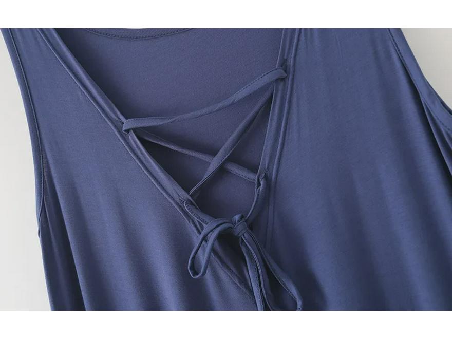 Dámské dlouhé modální šaty bez rukávů v korejském stylu - Slim střih, délka až na zem, ideální na jaro a léto