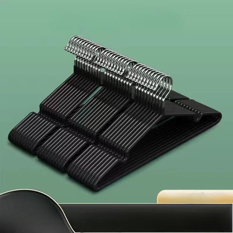 10 Thick Non-Slip Plastic-Dipped Clothes Hangers, Seamless Drying and Storage Rack