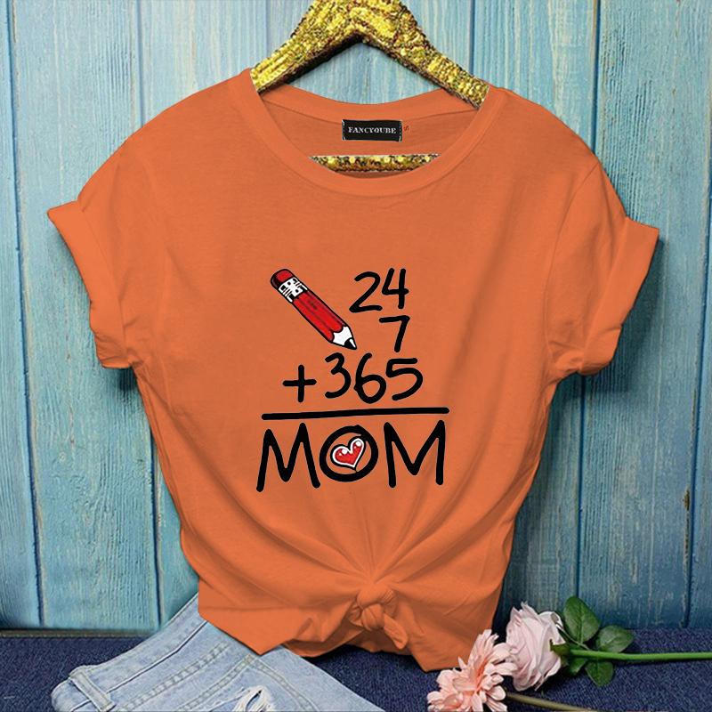 Funny Math Equation MOM T-Shirt Women's Casual Summer Mother's Day T-Shirt Top