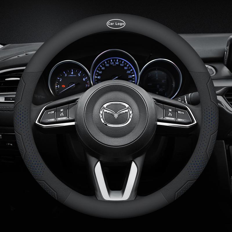 BFI1 For Mazda 2 3 6 CX-5 MX-5 CX-30 CX-9 Car Suede Carbon Fiber Leather Breathable And Anti-Slip Steering Wheel Cover Accessories
