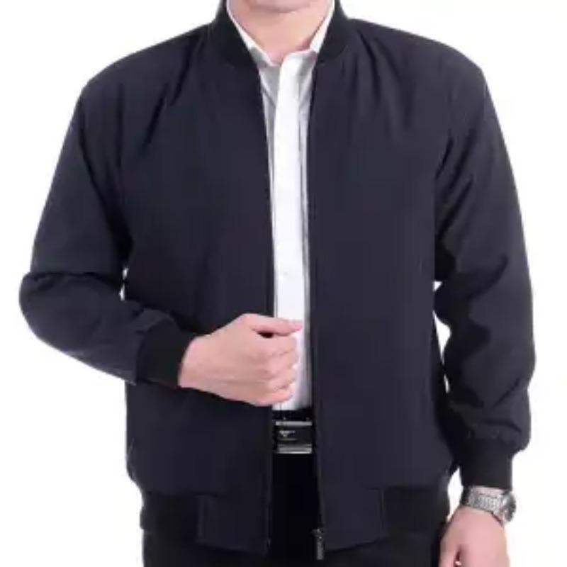 Middle-aged and Elderly Simple Jacket Men's Spring and Autumn Loose Stand-up Collar Baseball Uniform Casual Top