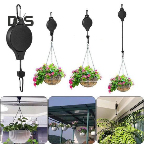 Pflanzen-Flaschenzughaken, robuster, einziehbarer Kleiderbügelhaken, verstellbarer Pflanzen-Flaschenzughaken für den Außenbereich, Garten, Blumenkörbe, Töpfe, Vogelfutterspender