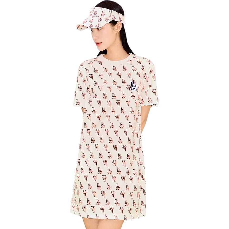 New MLB Short Sleeved Dress Women's White 3FOPM0133-07CRS