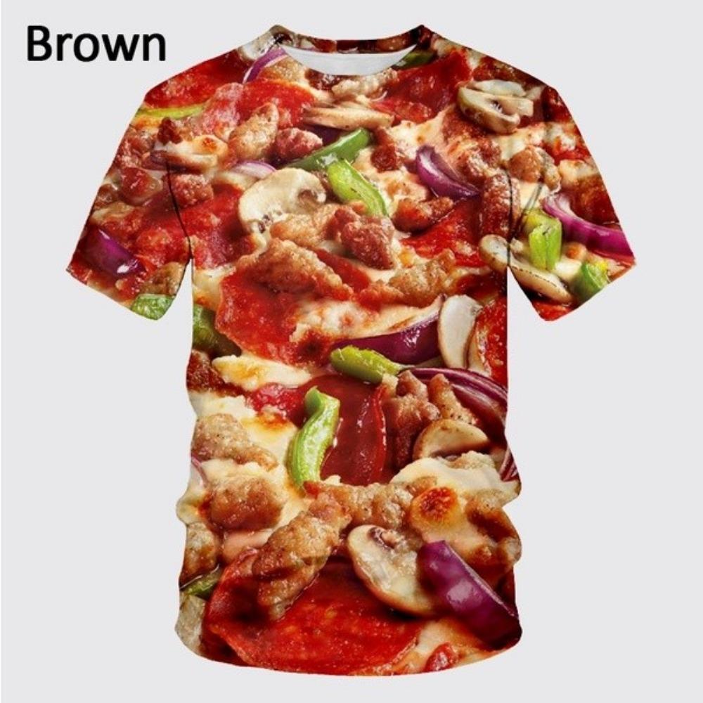 Fashionable Burger, Pizza, and French Fries 3D Printed New Men's Round Neck Summer Short sleeved Top T-shirt